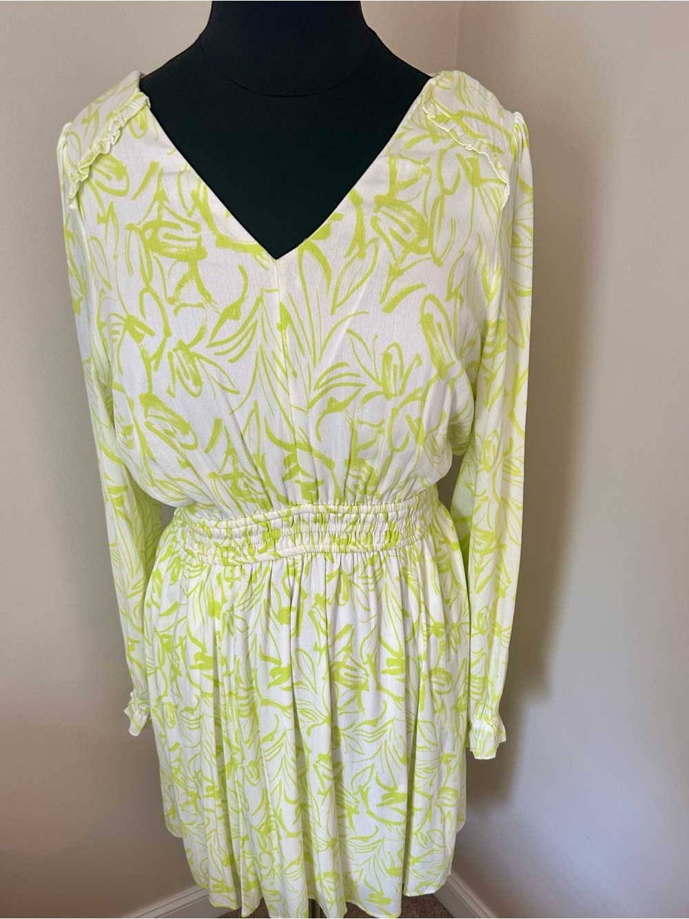 torrid White Dress with Neon Green Leaf Print